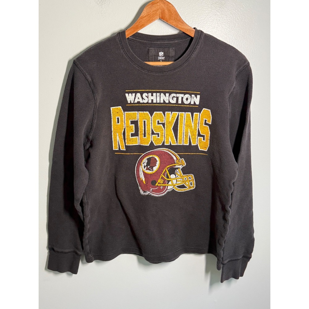 NFL Team Apparel Washington Redskins Thermal Shirt Mens Large Grey Waffle Knit